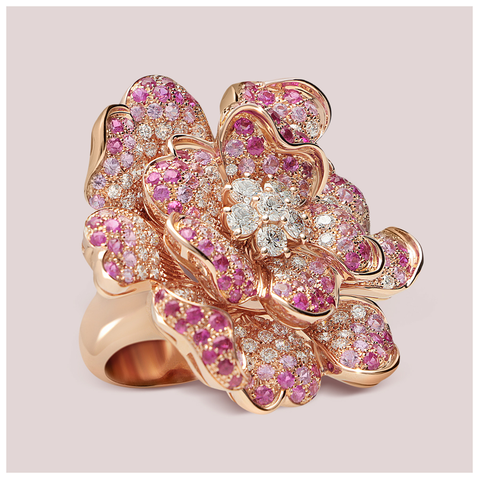 Leo Pizzo 18kt Rose Gold Flora Diamond Ring - Pink